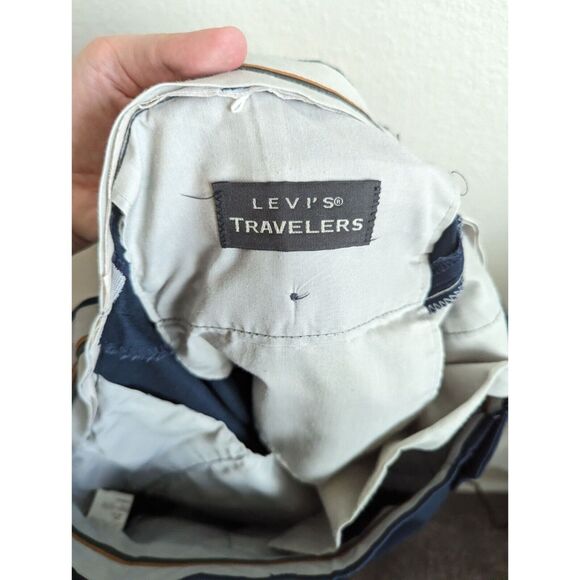 Vintage 1970s Levis Travelers Mens Sz 36x32 Flat Front Dress Pants Navy Blue - Picture 4 of 4